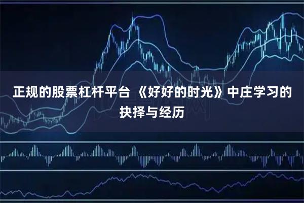 正规的股票杠杆平台 《好好的时光》中庄学习的抉择与经历